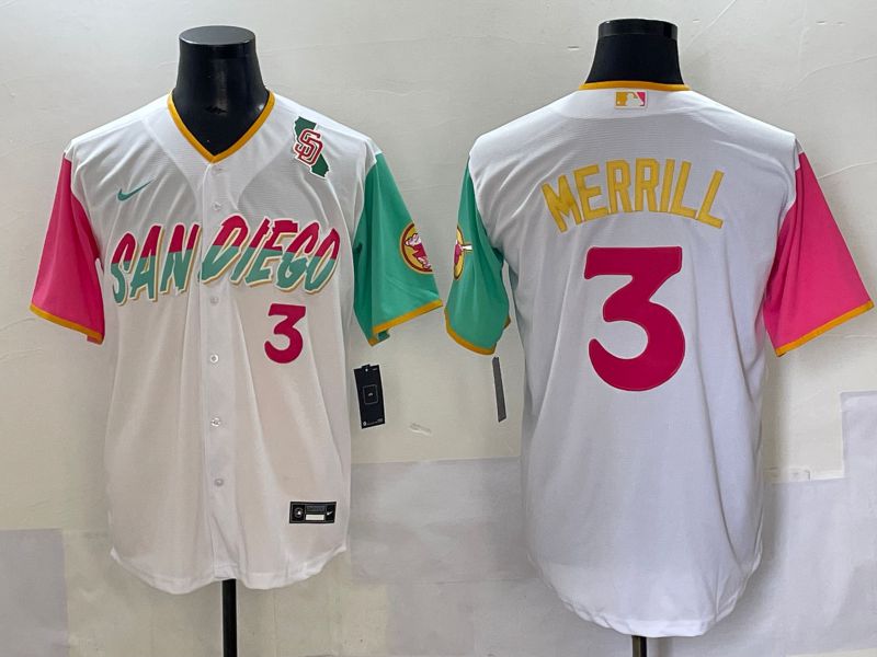 Men 2025 San Diego Padres #3 Merrill White City edition Nike MLB Jersey style 3